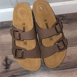 Brown Double Strap Sandals